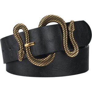 ⚡Vintage Gold Snake Belt for Women Faux Leather Fashion Belt for Jeans